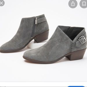 Vince Camuto Suede Booties with Buckle Detail grey